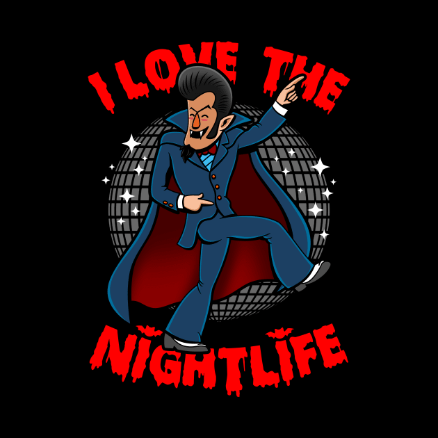 Funny 70's Retro Halloween Disco Dracula Vampire Cartoon Meme by Originals By Boggs