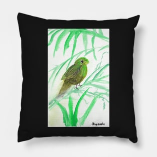 Will Sing for Food Green Bird Pillow