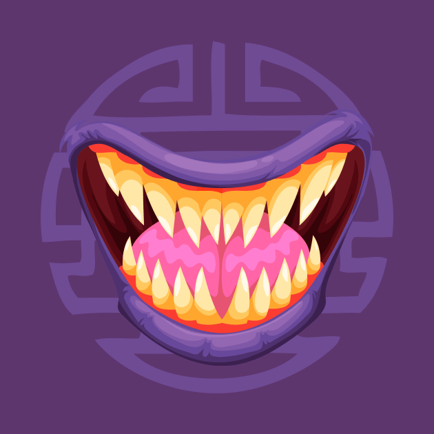 halloween scary beast mouth tongue and teeth icon by funnyd