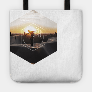 Sunset Skateboard Geoemtric Photography Tote