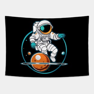 Floating Martian Rocks - Astronaut Space Travel Adventure Tapestry