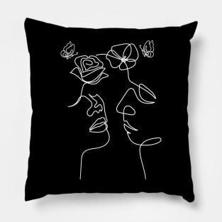 Rose, Poppy and Butterflies | One Line Drawing | One Line Art | Minimal | Minimalist Pillow