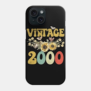 Vintage 2000 Sunflower Floral Retro Groovy 23rd Birthday Phone Case