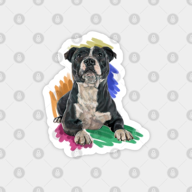 The Staffordshire Bull Terrier Magnet by Elspeth Rose Design