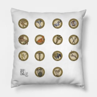 Greek Myth Comix - The Olympian Gods sacred symbols COLOUR Pillow