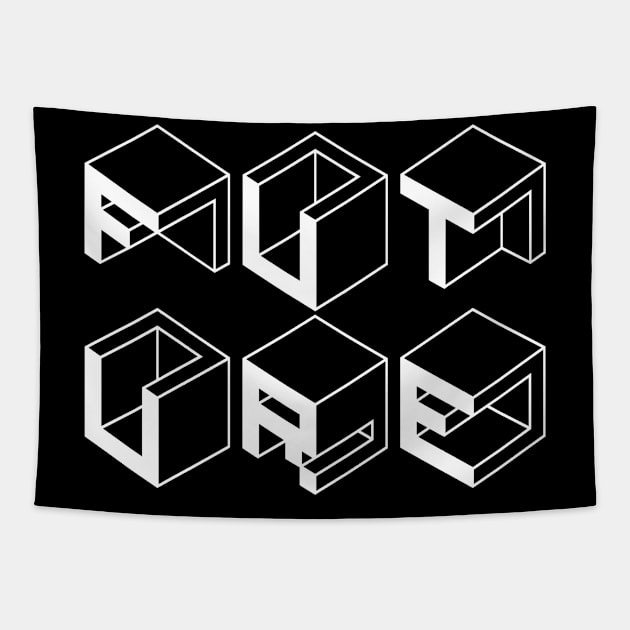 Future - Geometric Word Optical Illusion Design Tapestry by PerttyShirty