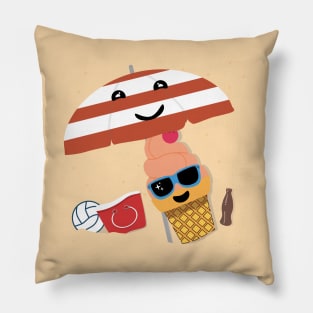 Ice cream at the beach Pillow