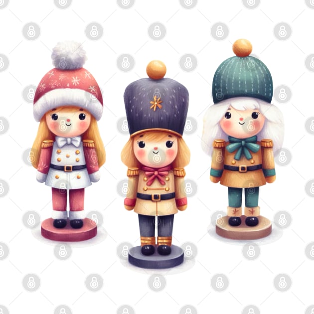 Neutral Christmas Nutcracker Dolls - Winter Coats by Star Fragment Designs