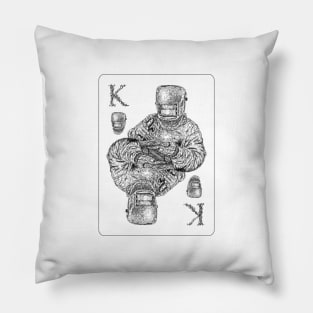 King of welder playing card black scribble art Pillow