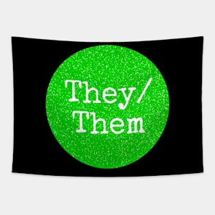 They Them Nonbinary Green Tapestry