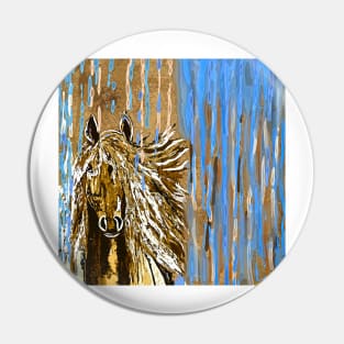 Horse:  Horse Running Wild Blue and Brown Pin