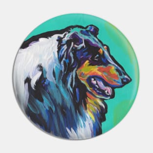 Fun Tricolor Rough Collie Dog bright colorful Pop Art Pin