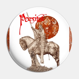 PERCEVAL LEGEND /QUEST OF HOLY GRAIL Red White Fantasy Pin