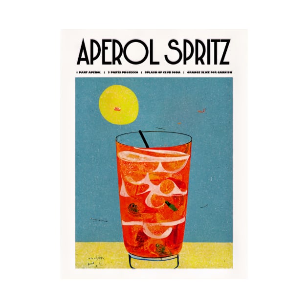 Retro Aperol Spritz Poster Sunshine Homebar, Kitchen Bar Prints, Vintage Drinks, Recipe, Wall Art by BetterManufaktur