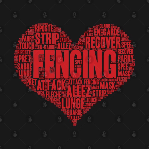 Fencing Heart Saber Epee Fence Gift graphic by theodoros20