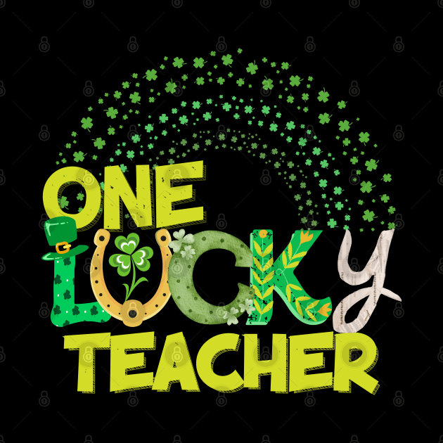 One lucky Teacher groovy text St Patrick's Da by Marveloso