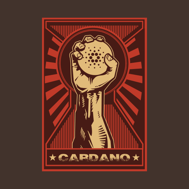 Cardano Coin: Propaganda style triumphant fist clutching a Cardano coin by DesignbyDarryl