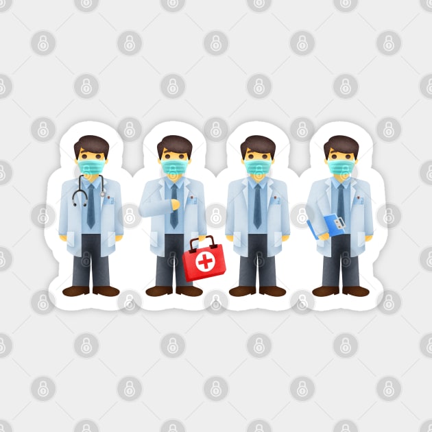 Doctors wearing medical masks Magnet by CleanRain3675