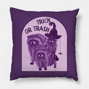 Trick or Trash Raccoons Pillow