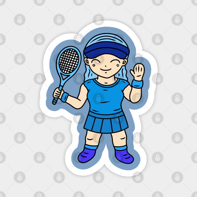 Cute girl tennis player Magnet by Andrew Hau