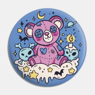 Cute and Creepy Teddy Bear Cartoon Pin