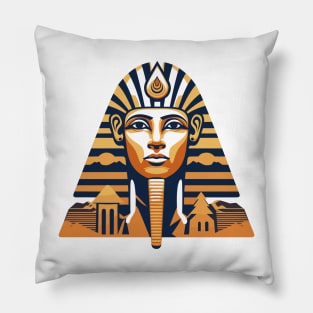 Modern Elegance: Ancient Egyptian Grandeur in Gold, Pyramids. Pillow