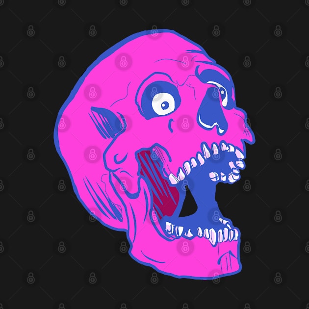 Halloween Zombie skull in blue and pink by silentrob668