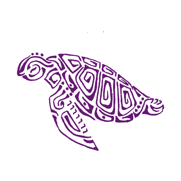 Purple turtle tattoo style gray background by Zamen