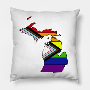 Progress pride flag- Michigan Pillow