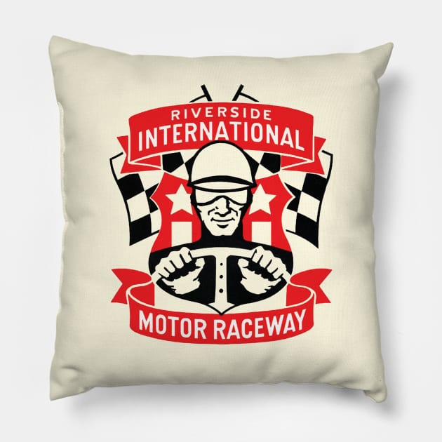 1957 Riverside Raceway Pillow by retropetrol