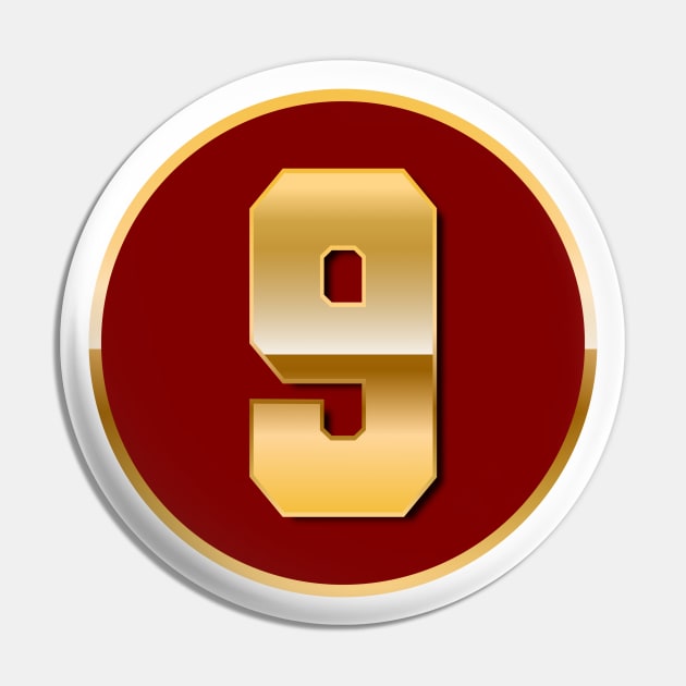 Gold Number 9 Pin by T-Shirts Zone