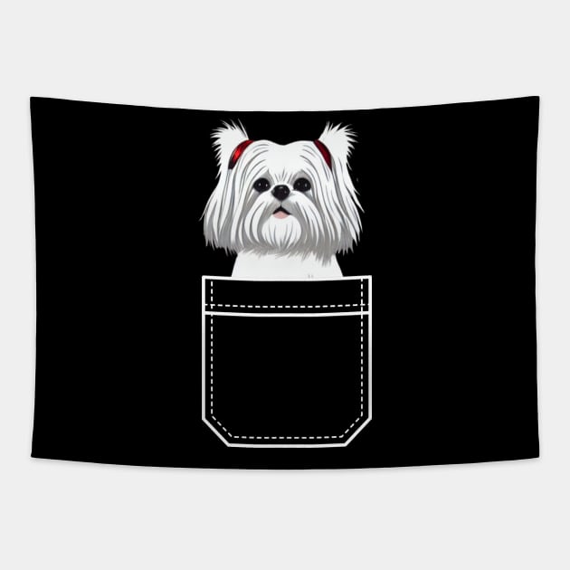 Malshi Puppy Crusty White Dog Maltese Mom Tapestry by Mochabonk