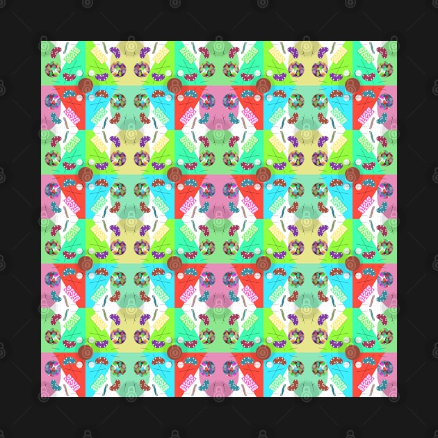 Checked Rainbow Circus Kaleidoscope Memphis Design Pattern by BillingtonPix