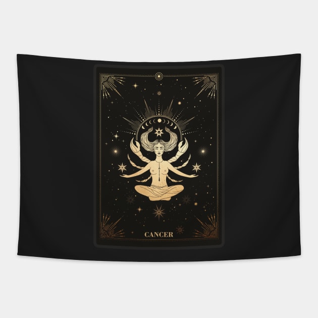 Cancer Zodiac Sign Metallic Tapestry by Noveltiko