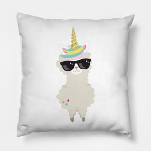 Unicorn Llama, Brown Llama, Llama With Sunglasses Pillow