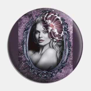 Pale Pink Exotic Beauty Portrait Frame Pin
