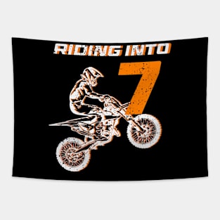 Riding into 7th birthday boy Dirt Bike B-day Gift For Kids Tollders Tapestry