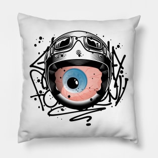 Monster Eye with Helmet Graffiti Style Pillow