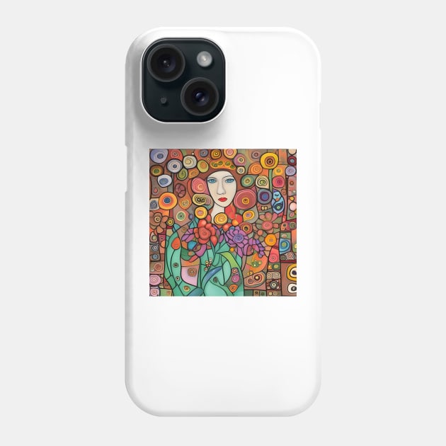 Woman with flowers Phone Case by Colin-Bentham