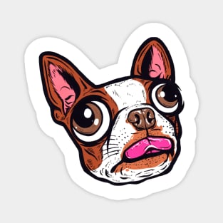 Brown Boston Terrier Face Magnet