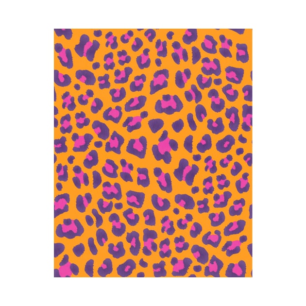 Leopard Print-Purple and Hot Pink on Orange by Pamelandia