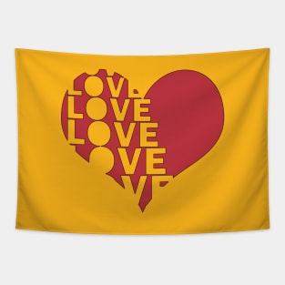 displaced love word red heart Tapestry