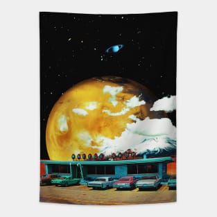 Waffle Shop - Space Collage, Retro Futurism, Sci-Fi Tapestry