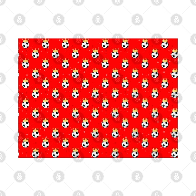 King Football / Soccer Seamless Pattern - Red Background by DesignWood-Sport