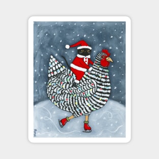Ice Skating Christmas Chicken Magnet