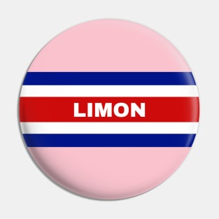 Limon City in Costa Rican Flag Colors Pin