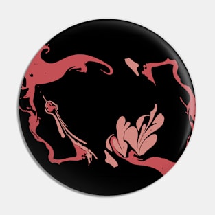 Red-Black Water Marbling Abstract Fluid Art Pin