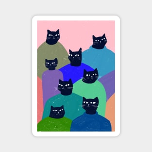 Cat squad with colorful sweaters Magnet