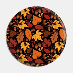 Autumn Pattern No 01 - Black - Warm Fall Leaves Pattern Motifs Pin