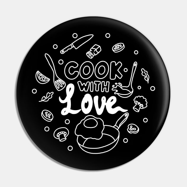 Cook with Love Line Art Pin by Kimprut